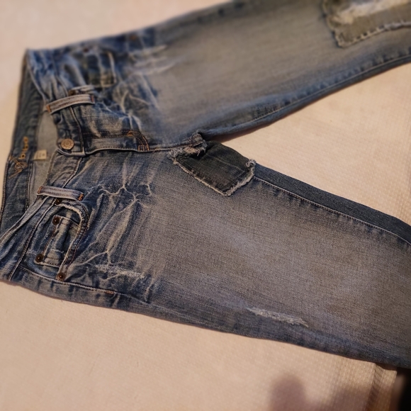 Bebe ☆ Y2k 26 Denim Capri Cropped Jeans USA Made Patchwork Rare Dope Vintage - Picture 6 of 14